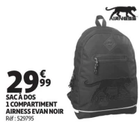 SAC À DOS 1 COMPARTIMENT AIRNESS EVAN NOIR