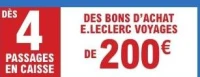 Bon d'achat E.Leclerc Voyages de 200€