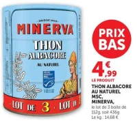 Thon albacore au naturel MSC MINERVA