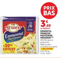 EMMENTAL FRANÇAIS PASTEURISE PRESIDENT