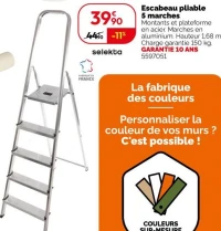 Escabeau pliable 5 marches selekta