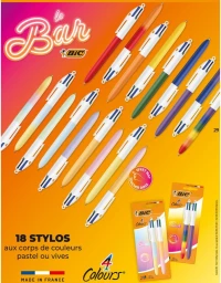 BIC 4 Colours 18 stylos aux corps de couleurs pastel ou vives