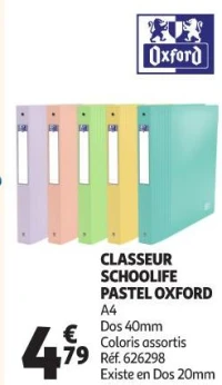 CLASSEUR SCHOOLIFE PASTEL OXFORD A4
