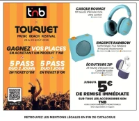 Accessoires son TNB (Casque Bounce, Enceinte Rainbow, Écouteurs Zip)