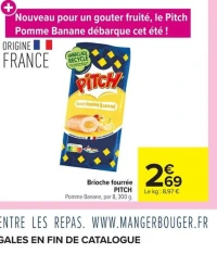 Brioche fourrée PITCH Pomme Banane, par 8, 300 g.