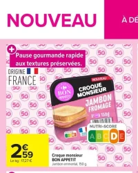 Croque monsieur BON APPETIT Jambon emmental, 150 g.