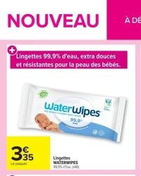 Lingettes WATERWIPES 99,9% d'Eau