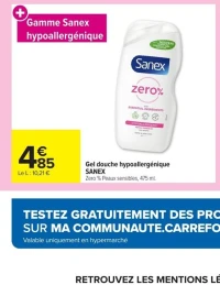 Gel douche hypoallergénique SANEX