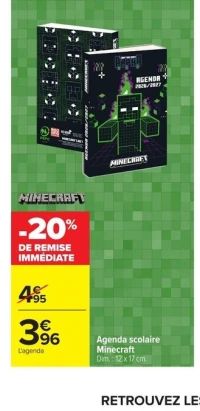 Agenda scolaire Minecraft