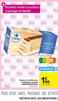 Glaces à la vanille avec feuilletage craquant CARREFOUR EXTRA