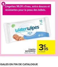Lingettes WATERWIPES 99,9% d'Eau