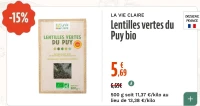 LA VIE CLAIRE Lentilles vertes du Puy bio