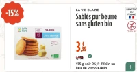 LA VIE CLAIRE Sablés pur beurre sans gluten bio