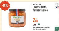 NUTRIFORM Carotte lacto-fermentée bio