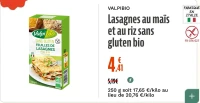 VALPIBIO Lasagnes au maïs et au riz sans gluten bio