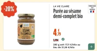 LA VIE CLAIRE Purée au sésame demi-complet bio