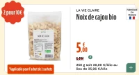 LA VIE CLAIRE Noix de cajou bio