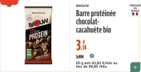 BAOUW Barre protéinée chocolat-cacahuète bio