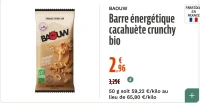 BAOUW Barre énergétique cacahuète crunchy bio