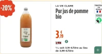 Pur jus de pomme bio La Vie Claire