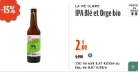 LA VIE CLAIRE IPA Blé et Orge bio