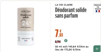 LA VIE CLAIRE Déodorant solide sans parfum