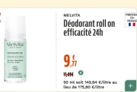 MELVITA Déodorant roll on efficacité 24h