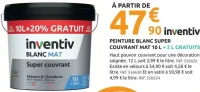 PEINTURE BLANC SUPER COUVRANT MAT 10 L + 2 L GRATUITS inventiv