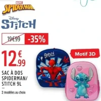 Sac à dos Spiderman / Stitch 9L