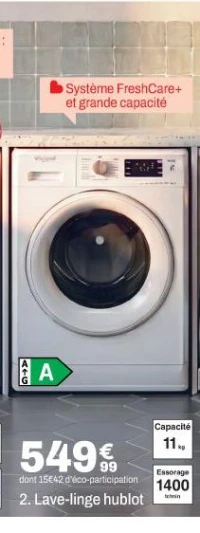 Whirlpool Lave-linge hublot 11kg