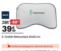 Bultex Oreiller Mémoclass 40x60 cm