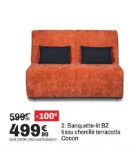 Simmons Banquette-lit BZ tissu chenillé terracotta Cocon