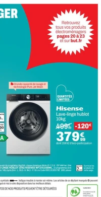 Hisense Lave-linge hublot 10kg WF10433SBWL