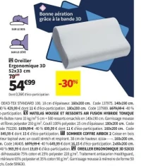 BULTEX Oreiller Ergonomique 3D 52x33 cm
