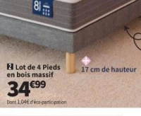 Lot de 4 Pieds en bois massif