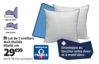 Lot de 2 oreillers Nuit Etoilée 60x60 cm