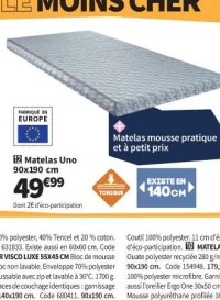 Matelas Uno 90x190 cm