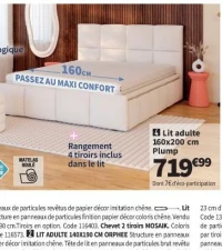 Lit adulte 160x200 cm Plump