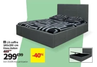 Lit coffre 140x190 cm tissu Aston