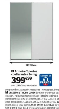 Armoire 2 portes coulissantes Swing