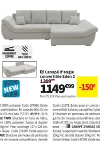 Canapé d'angle convertible Eden 2