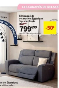 Canapé de relaxation électrique 3 places Besta