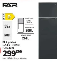 FAR DP2626DBK Réfrigérateur 2 portes