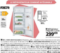 FAR RIE4122181/23E-HO Réfrigérateur intégrable 1 porte