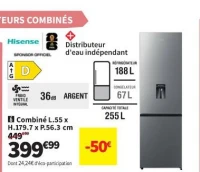 Hisense Combiné L.55 x H.179.7 x P.56.3 cm