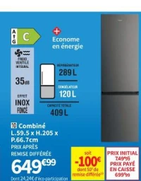 Haier Combiné L.59.5 x H.205 x P.66.7cm
