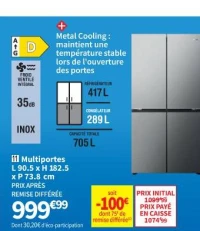 Haier Multiportes L 90.5 x H 182.5 x P 73.8 cm