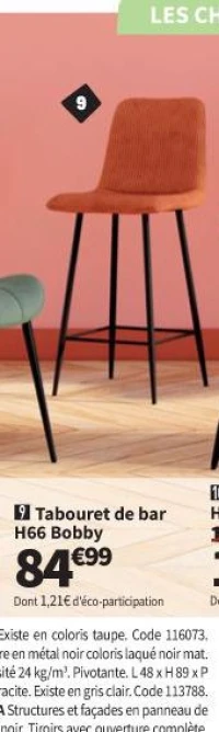 Tabouret de bar H66 Bobby