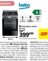 Beko Cuisinière mixte FBE63131XCS