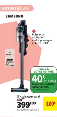 Aspirateur balai SAMSUNG VS70H25XLT/WD